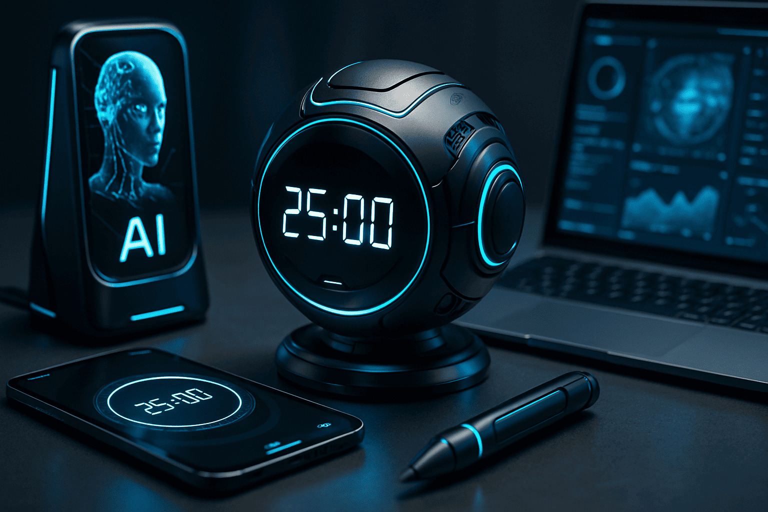Timer digital mostrando 25:00 minutos - O ciclo padrão do Método Pomodoro